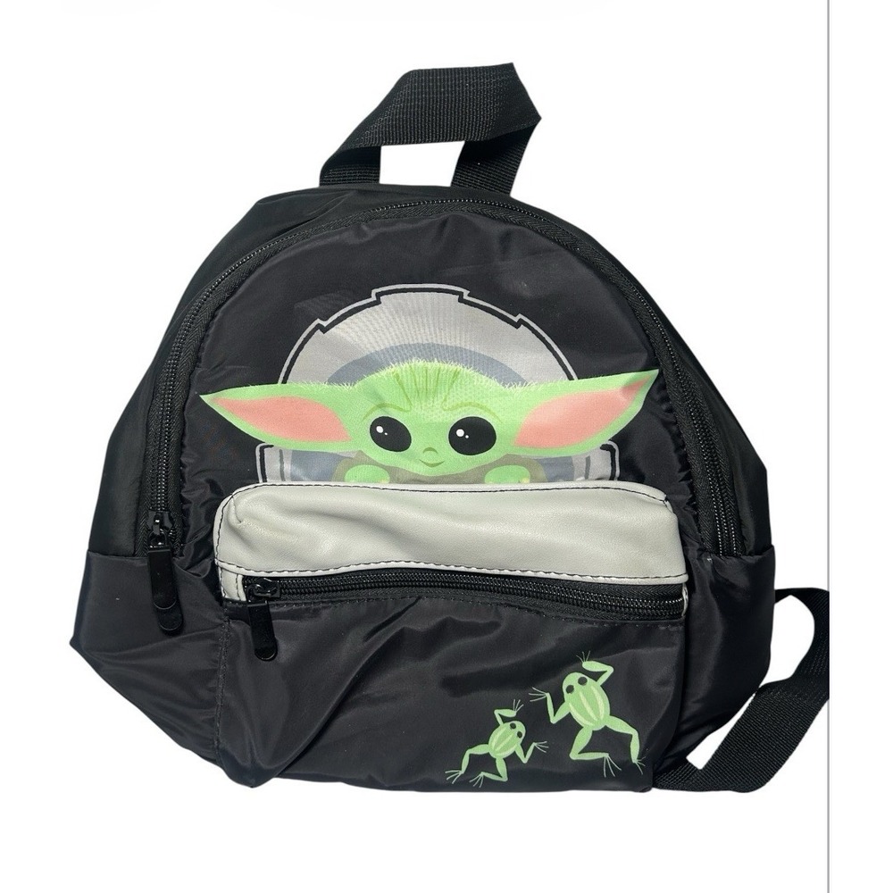 Star Wars Baby Yoda‎ Black Mini Backpack Front Pocket School Play Purse Bag